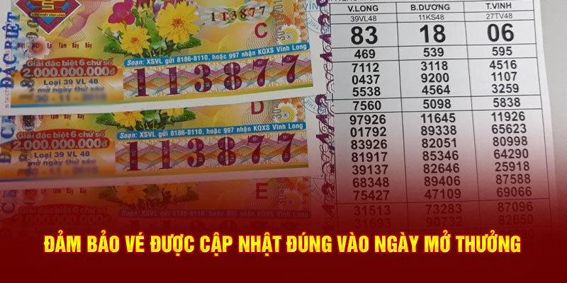 Đảm bảo vé được cập nhật đúng vào ngày mở thưởng